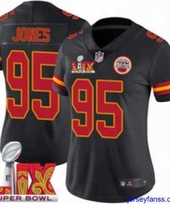 Stylish Kansas City Chiefs Chris Jones #95 Black 2024 2025 Super Bowl LIX F.U.S.E Stitched Jersey