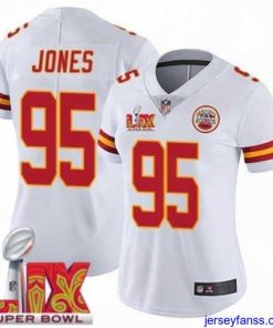 Outstanding Kansas City Chiefs Chris Jones #95 White 2024 2025 Super Bowl LIX F.U.S.E Stitched Jersey