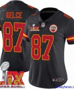 Exclusive Kansas City Chiefs Travis Kelce #87 Black 2024 2025 Super Bowl LIX F.U.S.E Stitched Jersey