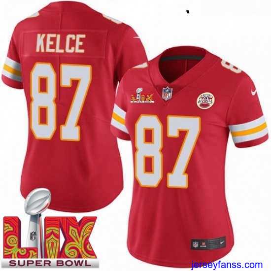 Outstanding Kansas City Chiefs Travis Kelce #87 Red 2024 2025 Super Bowl LIX F.U.S.E Stitched Jersey