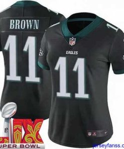 Outstanding Philadelphia Eagles A.J. Brown #11 Black 2024 2025 Super Bowl LIX F.U.S.E Stitched NFL Jersey