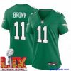 Stylish Philadelphia Eagles A.J. Brown #11 Kelly Green 2024 2025 Super Bowl LIX F.U.S.E Stitched NFL Jersey