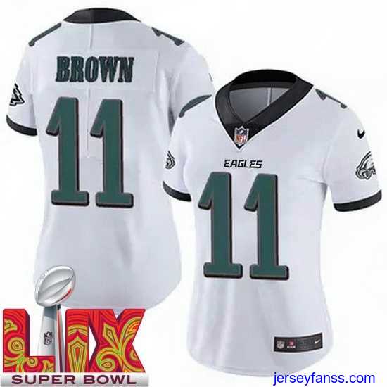 Amazing Philadelphia Eagles A.J. Brown #11 White 2024 2025 Super Bowl LIX F.U.S.E Stitched NFL Jersey