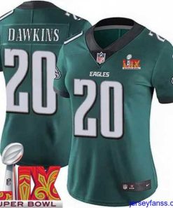 Exclusive Philadelphia Eagles Brian Dawkins #20 Green 2024 2025 Super Bowl LIX F.U.S.E Stitched NFL Jersey
