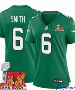 Impressive Philadelphia Eagles DeVonta Smith #6 Kelly Green 2024 2025 Super Bowl LIX F.U.S.E Stitched NFL Jersey