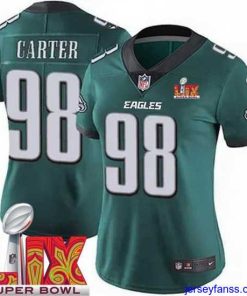 Premium Philadelphia Eagles Jalen Carter #98 Green 2024 2025 Super Bowl LIX F.U.S.E Stitched NFL Jersey