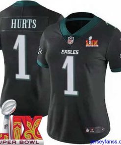 Exclusive Philadelphia Eagles Jalen Hurts #1 Black 2024 2025 Super Bowl LIX F.U.S.E Stitched NFL Jersey