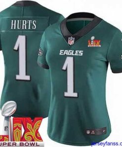 Fantastic Philadelphia Eagles Jalen Hurts #1 Green 2024 2025 Super Bowl LIX F.U.S.E Stitched NFL Jersey