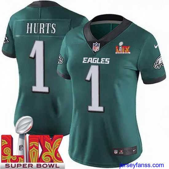 Fantastic Philadelphia Eagles Jalen Hurts #1 Green 2024 2025 Super Bowl LIX F.U.S.E Stitched NFL Jersey