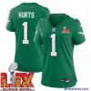 Exclusive Philadelphia Eagles Jalen Hurts #1 Kelly Green 2024 2025 Super Bowl LIX F.U.S.E Stitched NFL Jersey