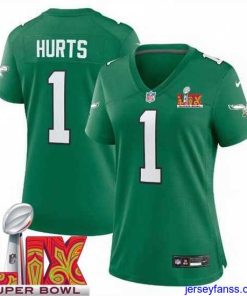 Exclusive Philadelphia Eagles Jalen Hurts #1 Kelly Green 2024 2025 Super Bowl LIX F.U.S.E Stitched NFL Jersey
