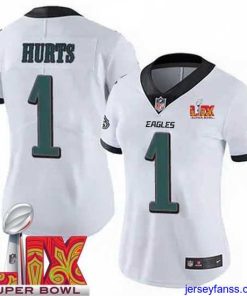 Amazing Philadelphia Eagles Jalen Hurts #1 White 2024 2025 Super Bowl LIX F.U.S.E Stitched NFL Jersey