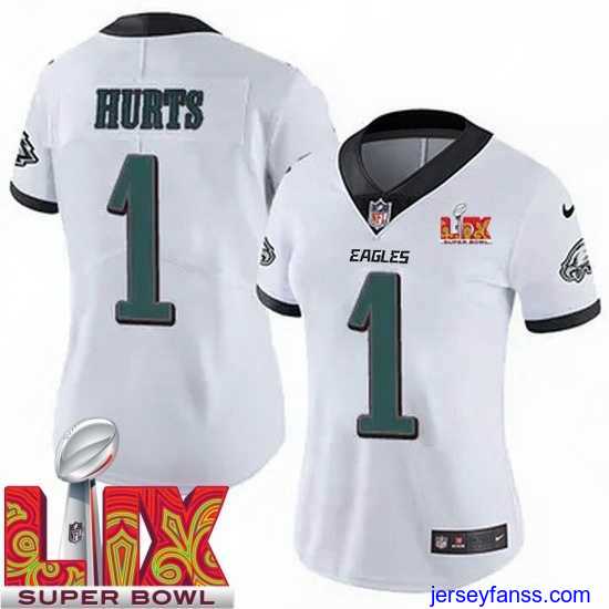 Amazing Philadelphia Eagles Jalen Hurts #1 White 2024 2025 Super Bowl LIX F.U.S.E Stitched NFL Jersey
