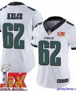 Amazing Philadelphia Eagles Jason Kelce #62 White 2024 2025 Super Bowl LIX F.U.S.E Stitched NFL Jersey