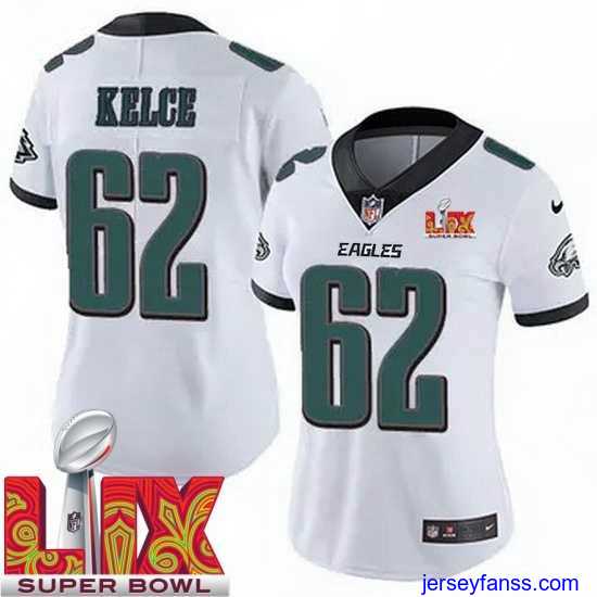 Amazing Philadelphia Eagles Jason Kelce #62 White 2024 2025 Super Bowl LIX F.U.S.E Stitched NFL Jersey