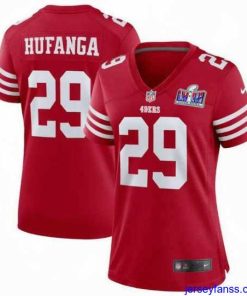 Fantastic San Francisco 49ers 29 Talanoa Hufanga Red 2023 F.U.S.E  With John Madden Patch Vapor Limited Stitched Football 2024 Super Bowl LVIII Jersey