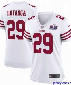 Outstanding San Francisco 49ers 29 Talanoa Hufanga White 2023 F.U.S.E  With John Madden Patch Vapor Limited Stitched Football 2024 Super Bowl LVIII Jersey
