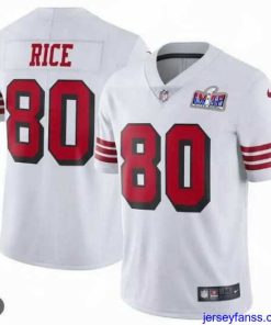 Premium San Francisco 49ers 80 Jerry Rice White Throwback Vapor Untouchable Stitched Football 2024 Super Bowl LVIII Jersey
