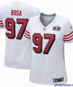 Exclusive San Francisco 49ers 97 Nick Bosa White Throwback 2023 F.U.S.E  Vapor Untouchable Limited Stitched Football 2024 Super Bowl LVIII Jersey