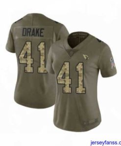 Premium Women's Arizona Cardinals #41 Kenyan Drake Limited Olive Camo 2017 Salute to Service Football Jersey