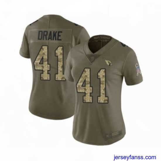 Premium Women's Arizona Cardinals #41 Kenyan Drake Limited Olive Camo 2017 Salute to Service Football Jersey