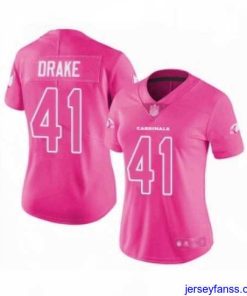 Stylish Women's Arizona Cardinals #41 Kenyan Drake Limited Pink Rush Fashion Football Jersey