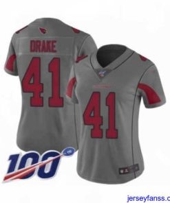 Stylish Women's Arizona Cardinals #41 Kenyan Drake Limited Silver Inverted Legend 100th Season Football Jersey