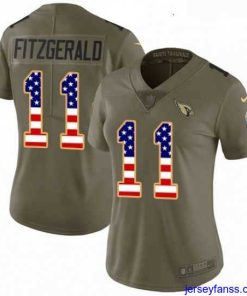 Exclusive Womens Nike Arizona Cardinals 11 Larry Fitzgerald Limited OliveUSA Flag 2017 Salute to Service NFL Jersey