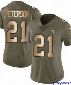 Stylish Womens Nike Arizona Cardinals 21 Patrick Peterson Limited OliveGold 2017 Salute to Service NFL Jersey