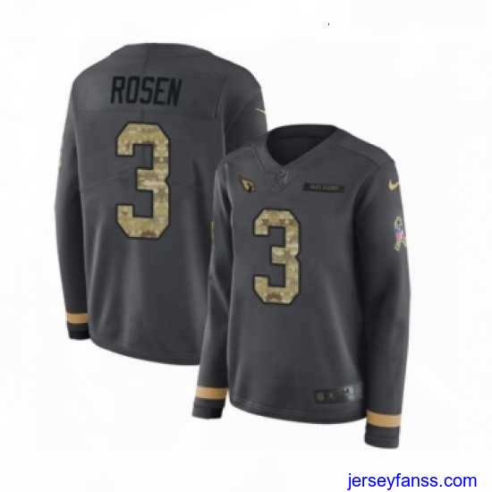 Amazing Womens Nike Arizona Cardinals 3 Josh Rosen Limited Black Salute to Service Therma Long Sleeve NFL Jersey