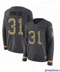 Impressive Womens Nike Arizona Cardinals 31 David Johnson Limited Black Salute to Service Therma Long Sleeve NFL Jersey