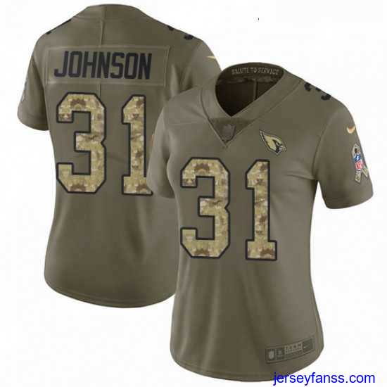 Premium Womens Nike Arizona Cardinals 31 David Johnson Limited OliveCamo 2017 Salute to Service NFL Jersey
