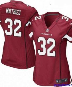 Premium Womens Nike Arizona Cardinals 32 Tyrann Mathieu Game Red Team Color NFL Jersey