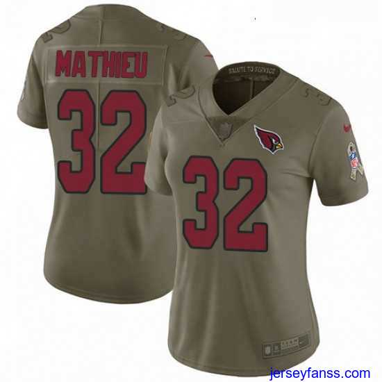 Premium Womens Nike Arizona Cardinals 32 Tyrann Mathieu Limited Olive 2017 Salute to Service NFL Jersey