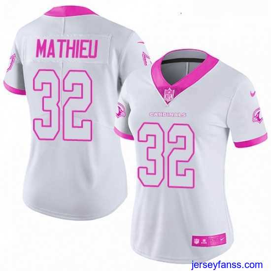 Gorgeous Womens Nike Arizona Cardinals 32 Tyrann Mathieu Limited WhitePink Rush Fashion NFL Jersey