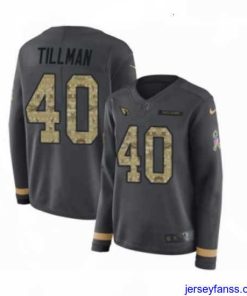 Fantastic Womens Nike Arizona Cardinals 40 Pat Tillman Limited Black Salute to Service Therma Long Sleeve NFL Jersey