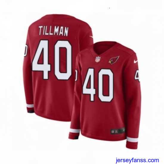 Gorgeous Womens Nike Arizona Cardinals 40 Pat Tillman Limited Red Therma Long Sleeve NFL Jersey