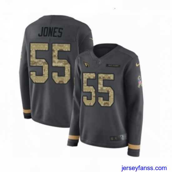 Gorgeous Womens Nike Arizona Cardinals 55 Chandler Jones Limited Black Salute to Service Therma Long Sleeve NFL Jersey