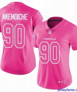 Premium Womens Nike Cardinals #90 Robert Nkemdiche Pink  Stitched NFL Limited Rush Fashion Jersey