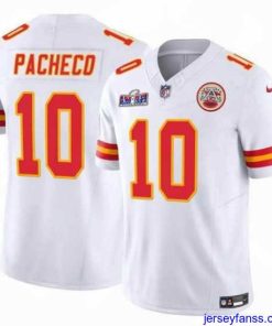 Stylish Kansas City Chiefs 10 Isiah Pacheco White 2023 F.U.S.E  Vapor Untouchable Limited Stitched 2024 Super Bowl LVIII Jersey