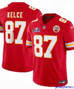 Outstanding Kansas City Chiefs 87 Travis Kelce Red 2023 F.U.S.E  Vapor Untouchable Limited Stitched 2024 Super Bowl LVIII Jersey