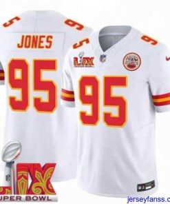 Fantastic Kansas City Chiefs Chris Jones #95 White 2024 2025 Super Bowl LIX F.U.S.E Stitched Jersey