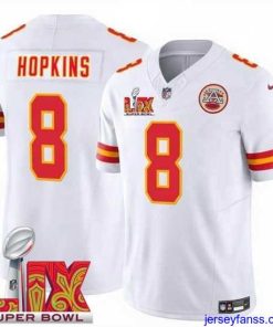 Amazing Kansas City Chiefs DeAndre Hopkins #8 White 2024 2025 Super Bowl LIX F.U.S.E Stitched Jersey