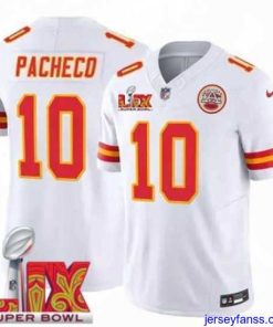 Impressive Kansas City Chiefs Isiah Pacheco #10 White 2024 2025 Super Bowl LIX F.U.S.E Stitched Jersey