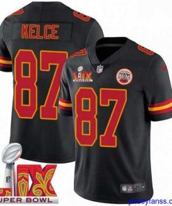 Stylish Kansas City Chiefs Travis Kelce #87 Black 2024 2025 Super Bowl LIX F.U.S.E Stitched Jersey