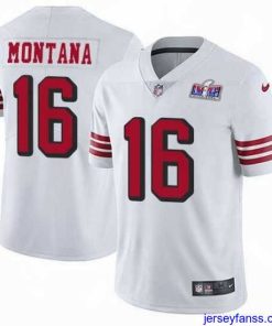 Premium NFL San Francisco 49ers 16 Joe Montana White Throwback Vapor Untouchable Limited Stitched 2024 Super Bowl LVIII Jersey