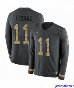 Premium Nike Arizona Cardinals 11 Larry Fitzgerald Limited Black Salute to Service Therma Long Sleeve NFL Jersey