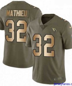 Stylish Nike Arizona Cardinals 32 Tyrann Mathieu Limited OliveGold 2017 Salute to Service NFL Jersey