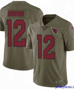 Fantastic Nike Cardinals #12 John Brown Olive Stitched NFL Limited 2017 Salute to Service Jersey