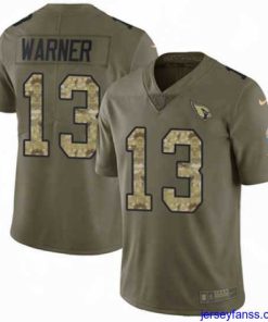 Premium Nike Cardinals #13 Kurt Warner Olive Camo Stitched NFL Limited 2017 Salute to Service Jersey